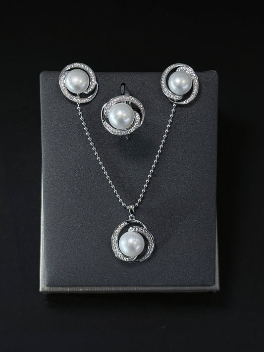 Sterling Silver Set - Spiral Pearl