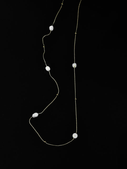 Handcraft with Pearl -  Golden Drop Pearl Necklace