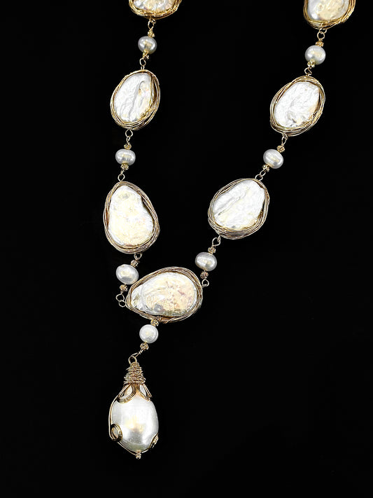 Handcraft with Pearl - Golden Nest Pearl Necklace