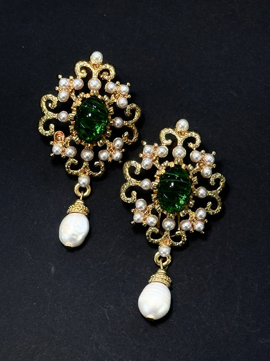 Vintage Style Earrings - Florentine Royal