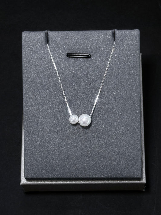 Sterling Silver Necklace - Duo Pearl Whisper